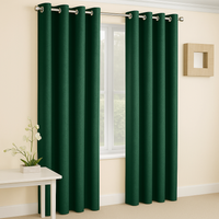 Vogue Thermal Blockout Ready Made Eyelet Curtains Green