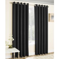 Vogue Thermal Blockout Ready Made Eyelet Curtains Black