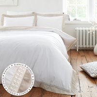 Bianca Oxford Lace Duvet Cover Bedding Set Natural