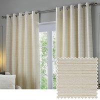 Paoletti Jupiter Chenille Jacquard Ready Made Eyelet Blockout Curtains Ivory Gold