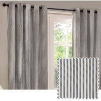 Yard Hebden Striped Cotton Eyelet Curtains - Grey - One Size