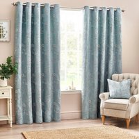 Wylder Sophia Room Darkening Eyelet Curtains - Blue - Size 117 cm x 137 cm