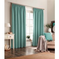furn. Harrison Herringbone Pencil Pleat Curtains in Marine - Blue - Size 229 cm x 229 cm
