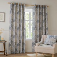 Wylder Ophelia Floral Jacquard Room Darkening Eyelet Curtain Pair, Wedgewood - Blue - Size 168 cm x 137 cm
