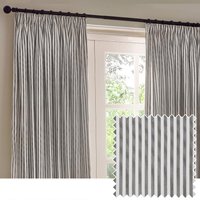 Yard Hebden Striped Cotton Pencil Pleat Curtains - Grey - One Size
