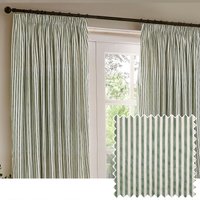 Yard Hebden Striped Cotton Pencil Pleat Curtains - Forest Green - One Size