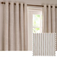 Yard Hebden Striped Cotton Eyelet Curtains - Natural - One Size