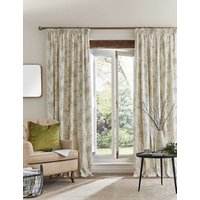 Laura Ashley Pussy Willow Pure Cotton Pencil Pleat Curtains Green Mix