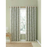 Catherine Lansfield Sorrel Leaf Reversible Eyelet Curtains In Green